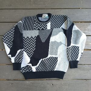 Vintage 80s 90s Uniform Code Geometric Abstract Sweater Men's Size Large